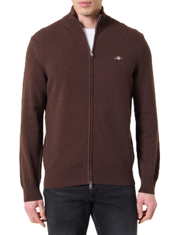 GANT Herren Casual Cotton Zip Cardigan BAUMWOLLSTRICKJACKE MIT REIssVERSCHLUSS (1er Pack) S Brown Me
