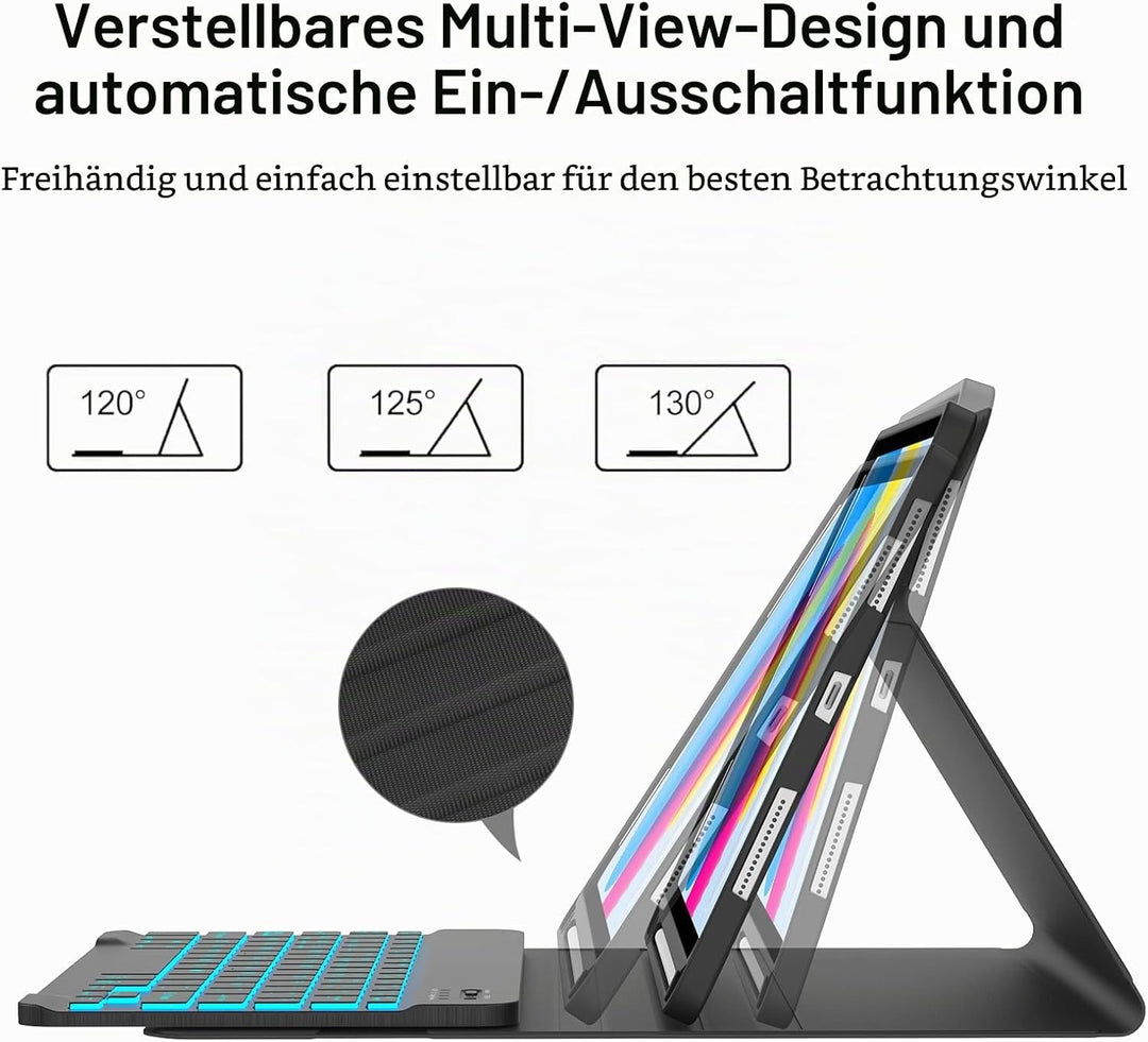 IVEOPPE Hülle mit Tastatur für iPad A16 11 Generation 2025/10 Generation 2022, Bluetooth Magnetische