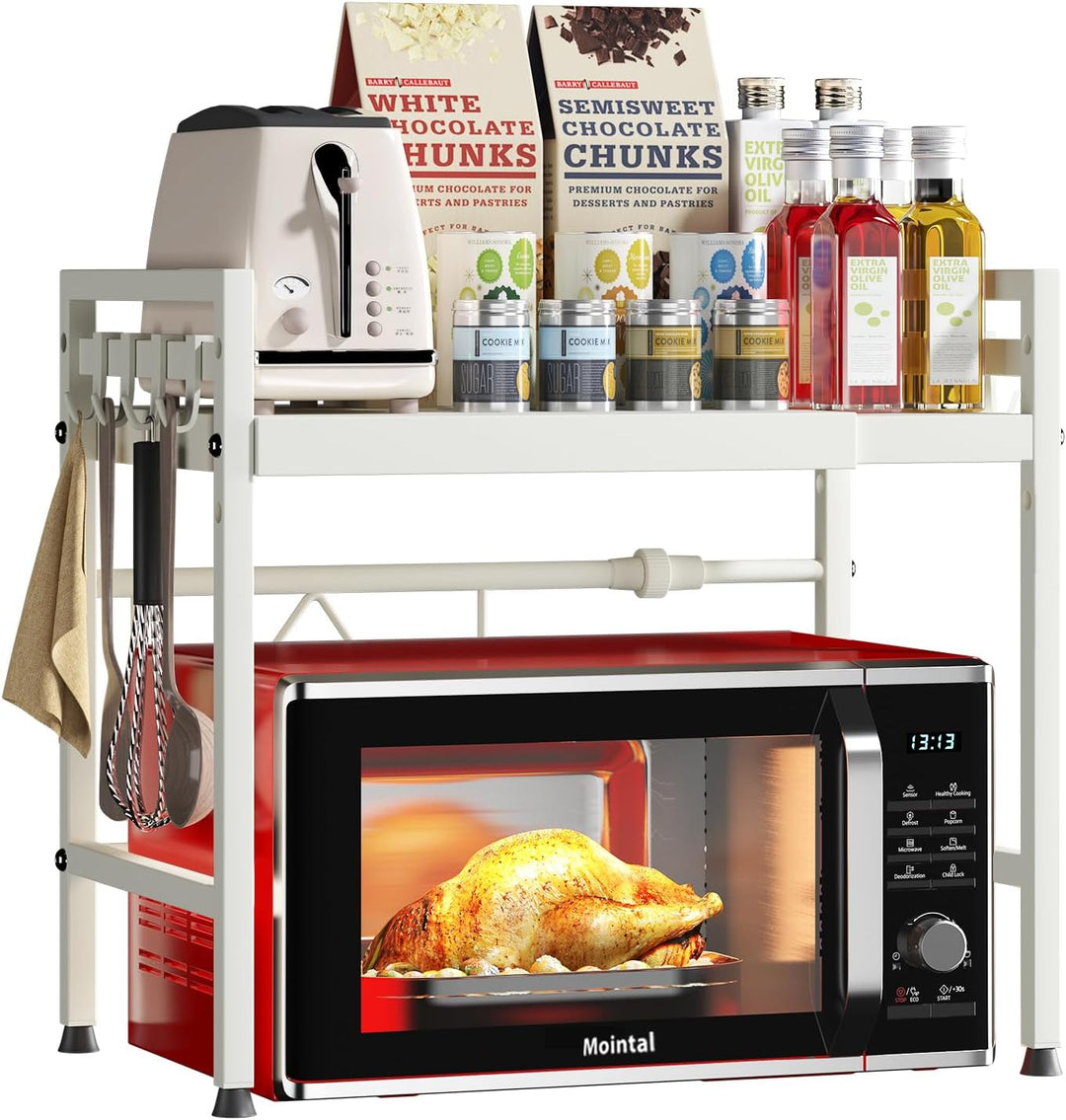 Mointal Ausziehbares Mikrowellenregal, 2-Stufig Küche Mikrowelle Stand Regal, Kohlenstoffstahl Mikro