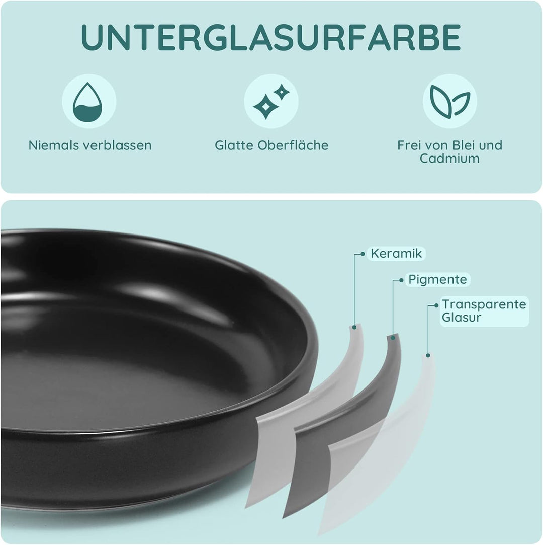 SPUNKYJUNKY Katzennäpfe 3 Stück Futternäpfe Keramik Fressnapf für Katzen (Schwarz) Schwarz Round (30