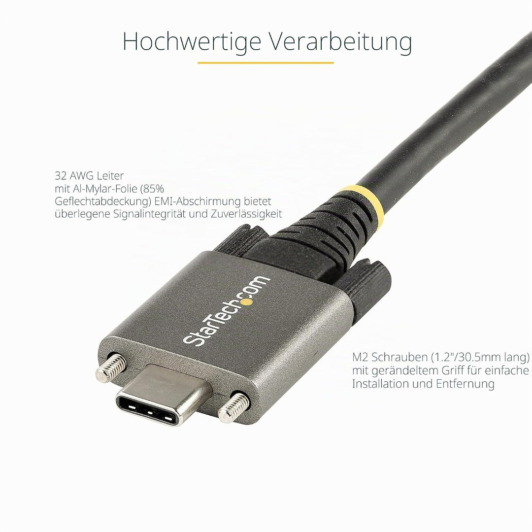 StarTech.com 1m USB-C Kabel mit Schraubensicherung 10Gbit/s - USB 3.1/3.2 Gen 2 Typ-C Kabel - 100W (