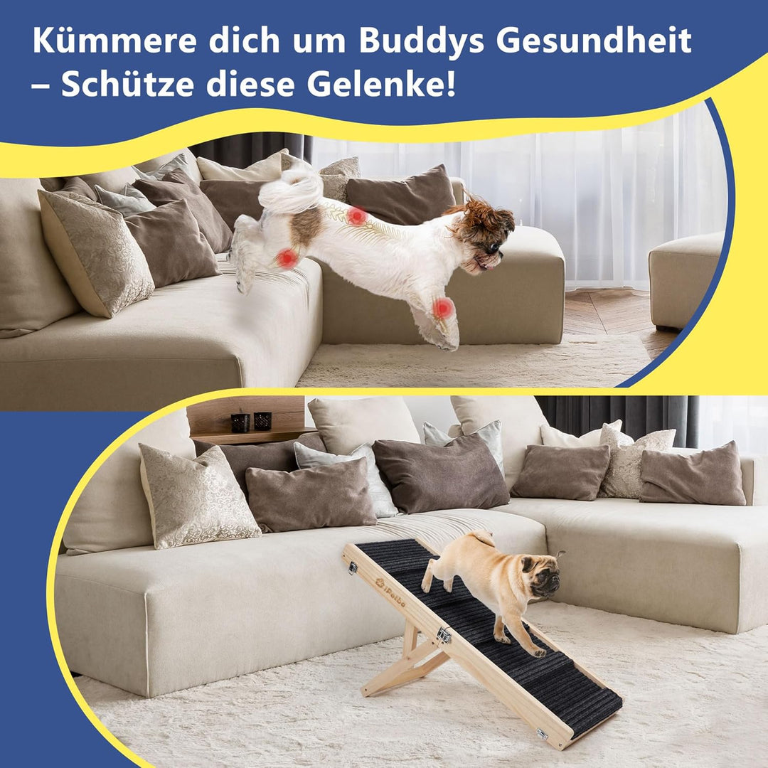iPetba Hunderampe Sofa Bett für Kleine Hunde Klappbar Rampe Hund Katzen Einstellbar H24-47cm (bis zu