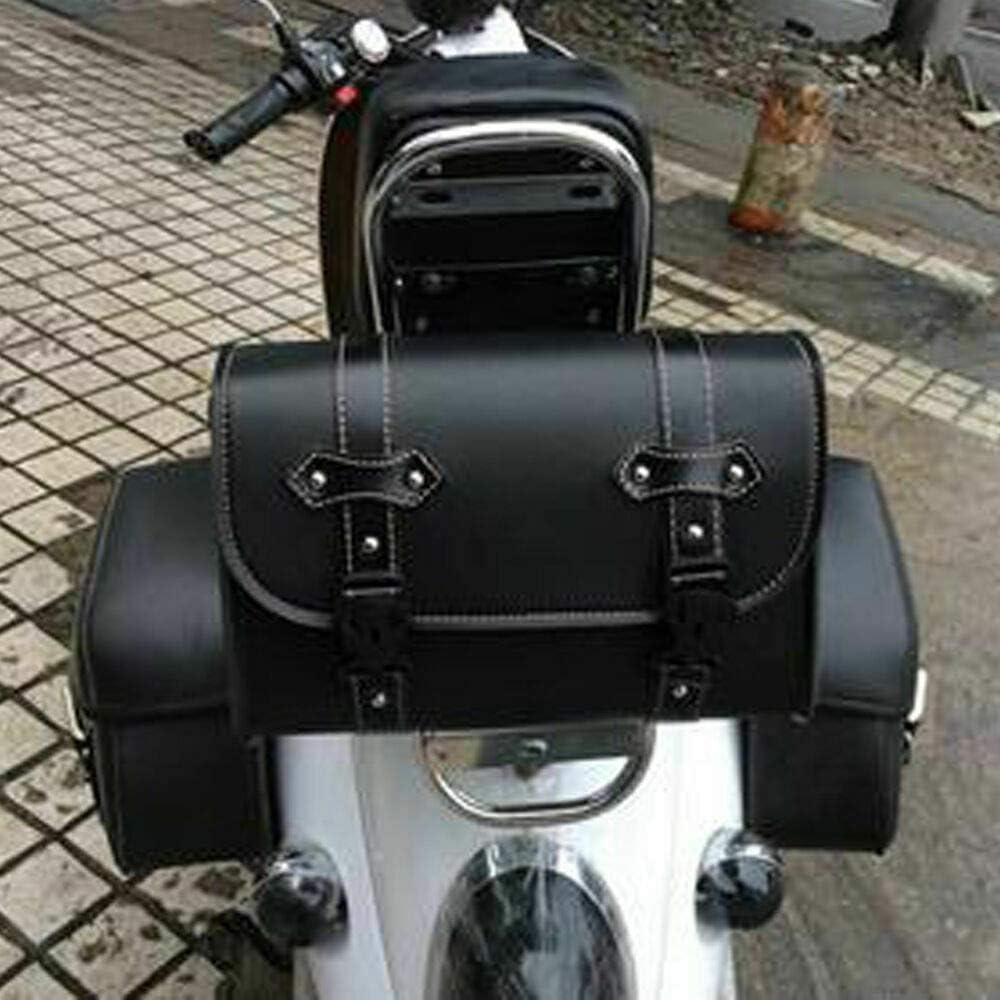 MASO Motorrad-Satteltasche, Universal-Gepäck aus PU-Leder, Aufbewahrungstasche mit 2 Befestigungsgur