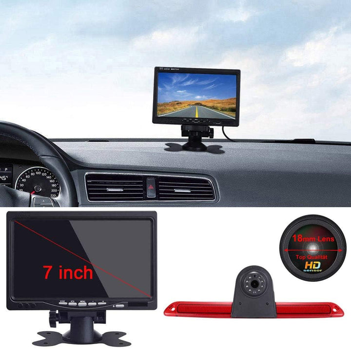 「18mm Linse Top Qualität Rückfahrkamera + 7 Zoll TFT LCD Bildschirm Auto Monitor」Bremsleuchte Auto D