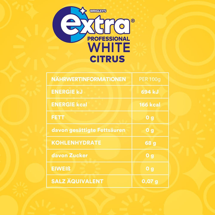 Extra Professional White Citrus, Zuckerfreier Kaugummi, Multipack mit 30x10 Dragees, Für frischen At