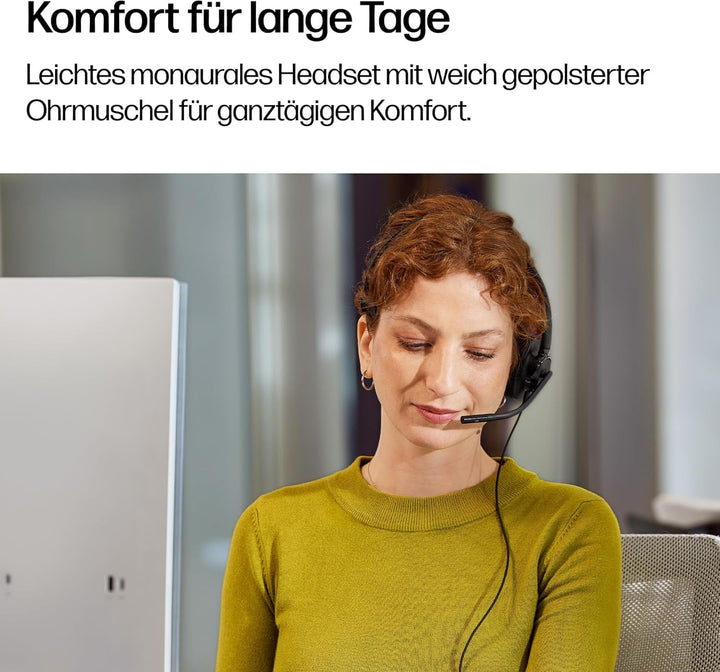 Poly Mission 410 Headset für PC, Monaural, USB‑C/USB‑A, KI‑Geräuschunterdrückung, UC‑Zertifiziert, S