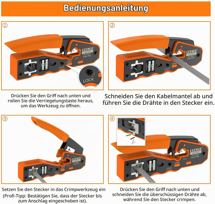 Netzwerk Werkzeug Set, mit 10 x Cat7 RJ45 Stecker, Netzwerktester