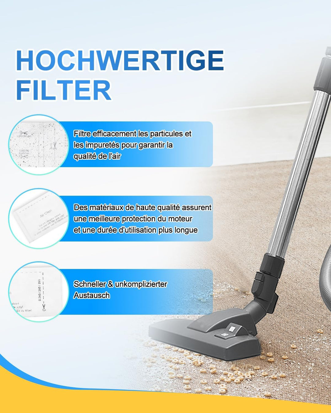 KEEPOW 2 HEPA Airclean 50 Filters + 24 Stück Staubsaugerfilter für Miele Complete C3 & C2, Compact C