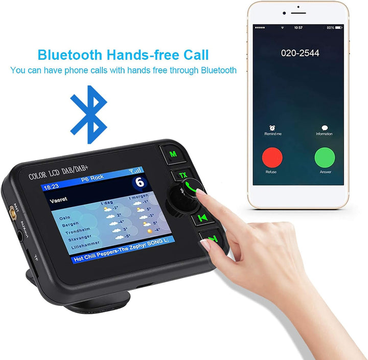 DAB Adapter für Autoradio,Auto Audio Player 2,4" LCD Display mit Bluetooth Freisprecheinrichtung+DAB