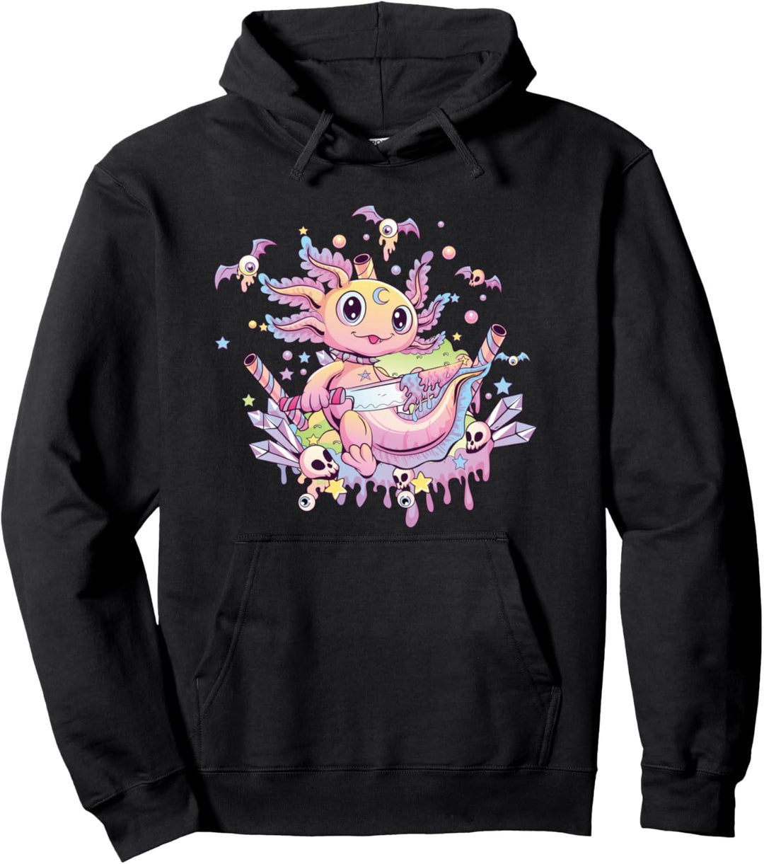 Pastell Goth Cute Creepy Axolotl Gothic Kawaii Menhera Pullover Hoodie