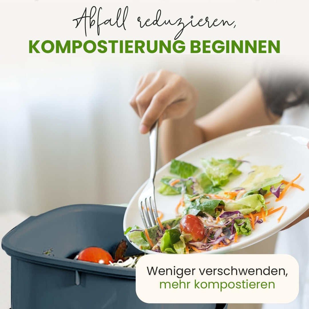 EcoBio Biomülleimer Küche - 7L Komposteimer Küche mit Deckel & Griff – Geruchsdicht & Spülmaschinenf