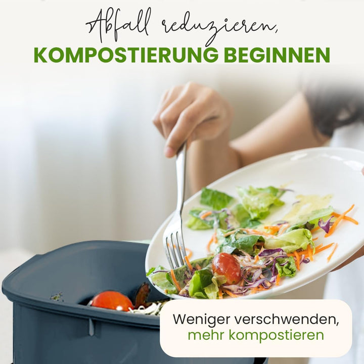 EcoBio Biomülleimer Küche - 7L Komposteimer Küche mit Deckel & Griff – Geruchsdicht & Spülmaschinenf
