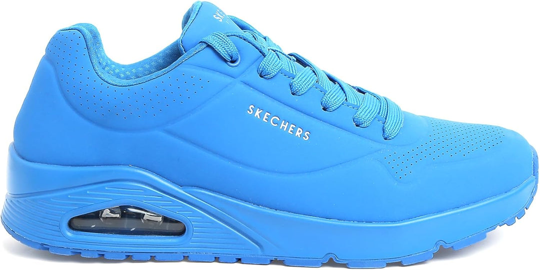 Skechers Damen Uno Stand On Air Sneaker 39 EU Blaues Durabuck Mesh, 39 EU Blaues Durabuck Mesh