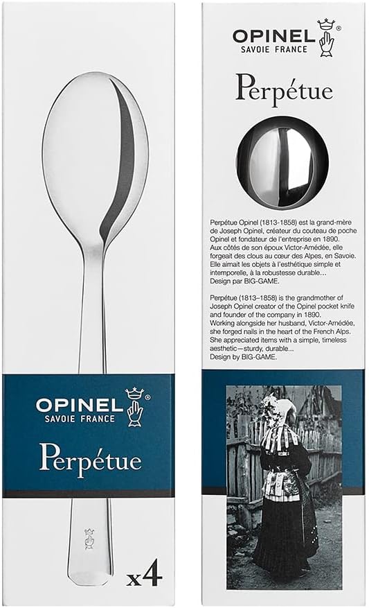 Opinel Schachtel mit vier Löffeln Perpétue aus Edelstahl, leicht zu reinigen, praktisch, 254617