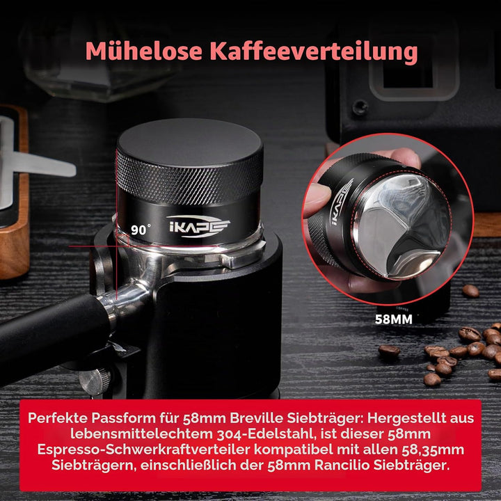 IKAPE Kaffee Produkte, 58MM Kaffee Verteiler, Schwerkraft Adaptive Espresso Verteiler Passt alle übe