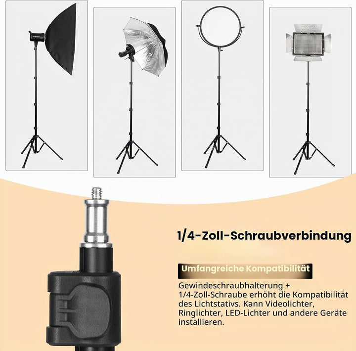 TARION Lichtstativ 180 cm Aluminium Lampenstativ Traglast 8 kg für Studio Outdoor Fotografie Ringlic