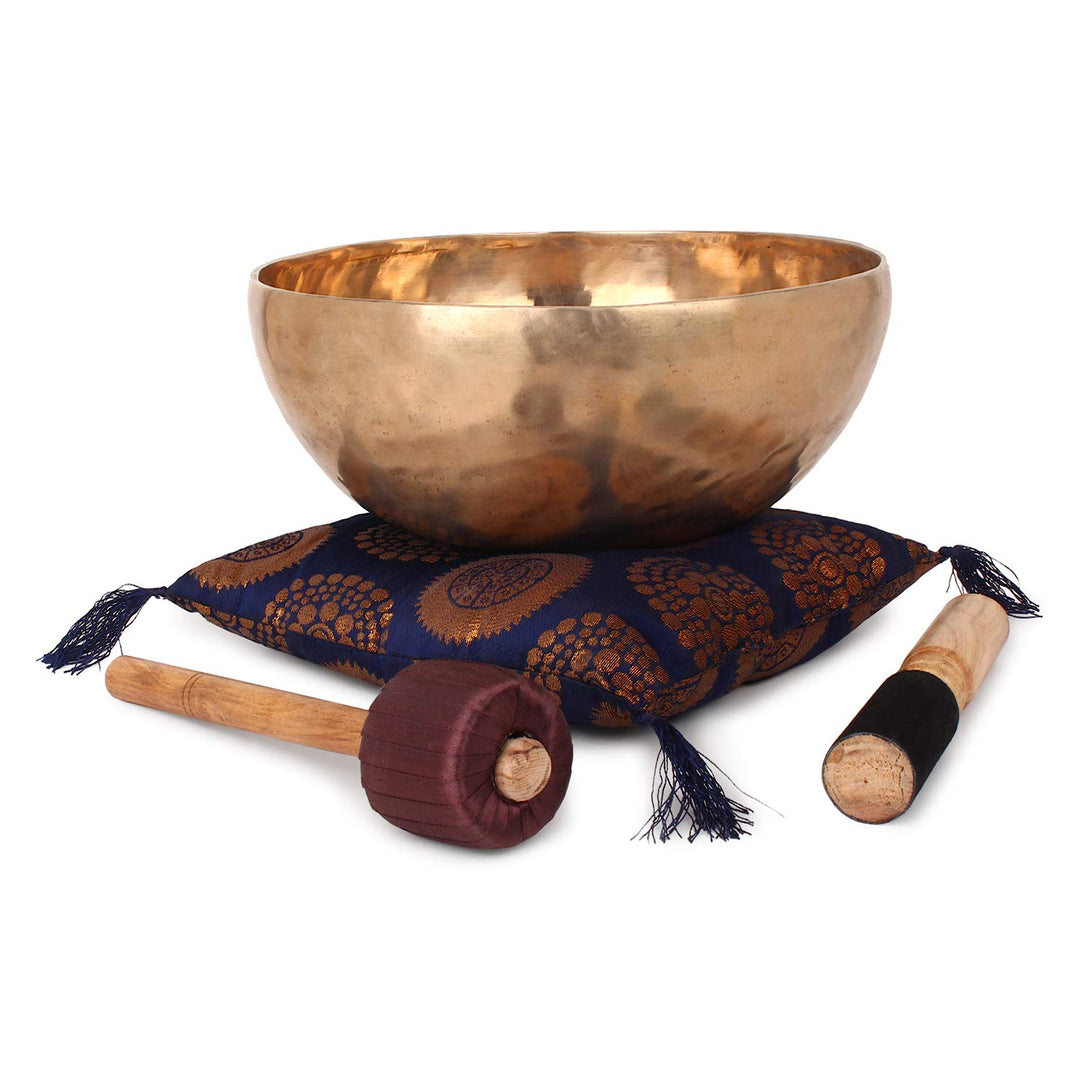 Ajuny Himalaya-Klangschale mit Klangheilung, Meditation, handgehämmert, einfarbig, goldene Bengalisc