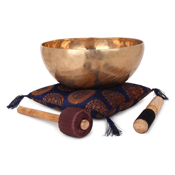 Ajuny Himalaya-Klangschale mit Klangheilung, Meditation, handgehämmert, einfarbig, goldene Bengalisc
