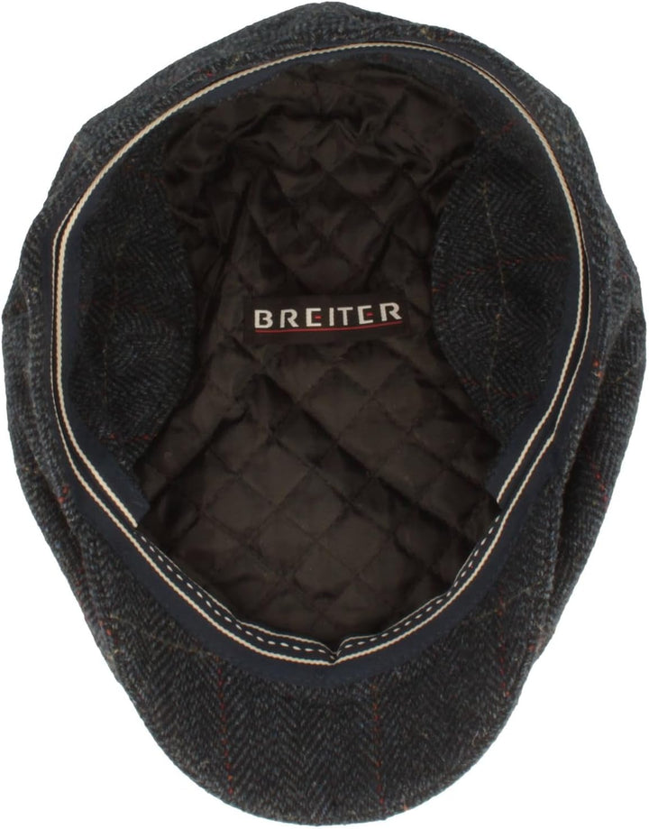 Breiter Herren Winter Schiebermütze mit Ohrenklappen Flatcap Schirmmütze 100% Wolle mit ausklappbare