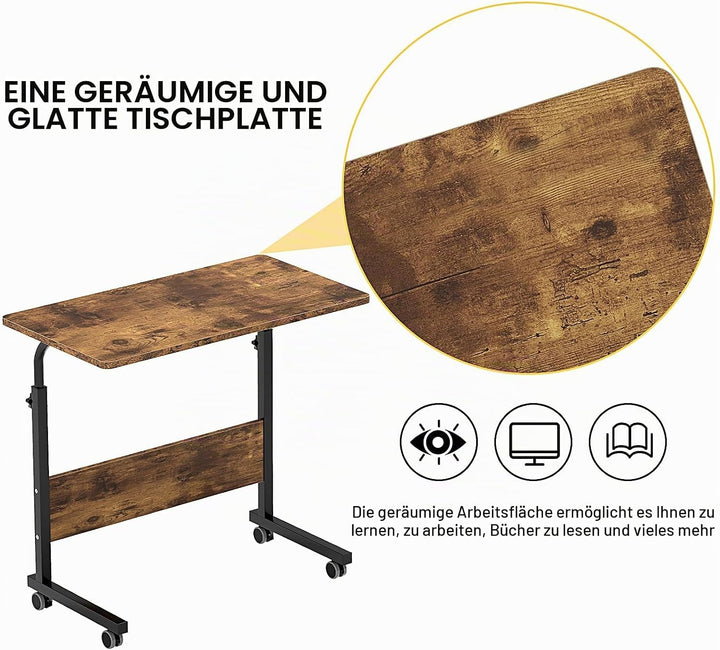 sogesfurniture höhenverstellbar Laptoptisch Laptopständer Computertisch mit Rollen, mobiler Beistell