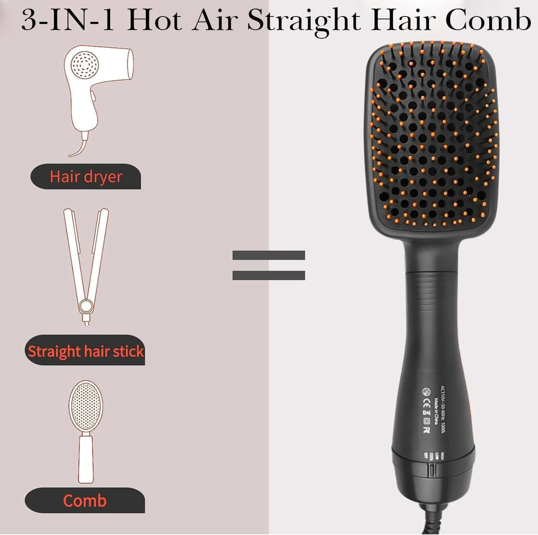 Haartrocknerbürste, 3 in 1 Negativ-Ionen-Haartrockner Heissluftbürste Haarstyling-Werkzeug, Glätteis