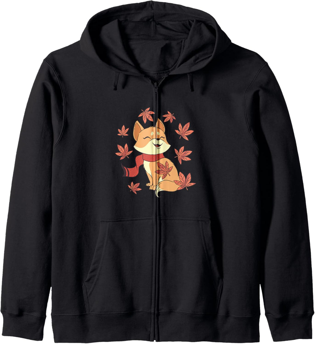 Tier Design mit Katze mit Schal und Herbst Laub Kapuzenjacke