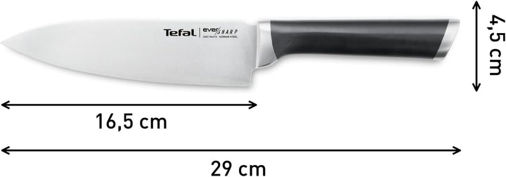 Tefal K25690 Ever Sharp Chef-Messer + Messerschärfer, 16,5 cm Kochmesser, exklusive Schleiftechnolog