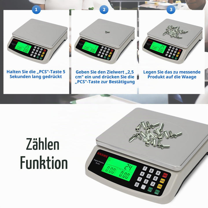 Waage Küchenwaage Gross Edelstahl Digitalwaage 10kg zum Gastronomie Messen von Fleisch Wurst so Weit