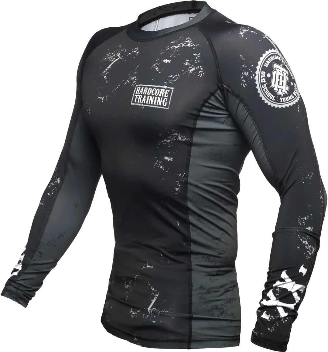 Hardcore Training Herren Manner Rashguard Kompression Lange Armel Jiu Jitsu MMA No-Gi Enge BJJ Grapp