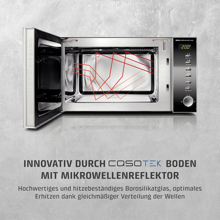 CASO | MG20 Ceramic menu 2-in-1 Mikrowelle mit Grill | Keramikboden und Grill-Rost für 2 Ebenen, 900