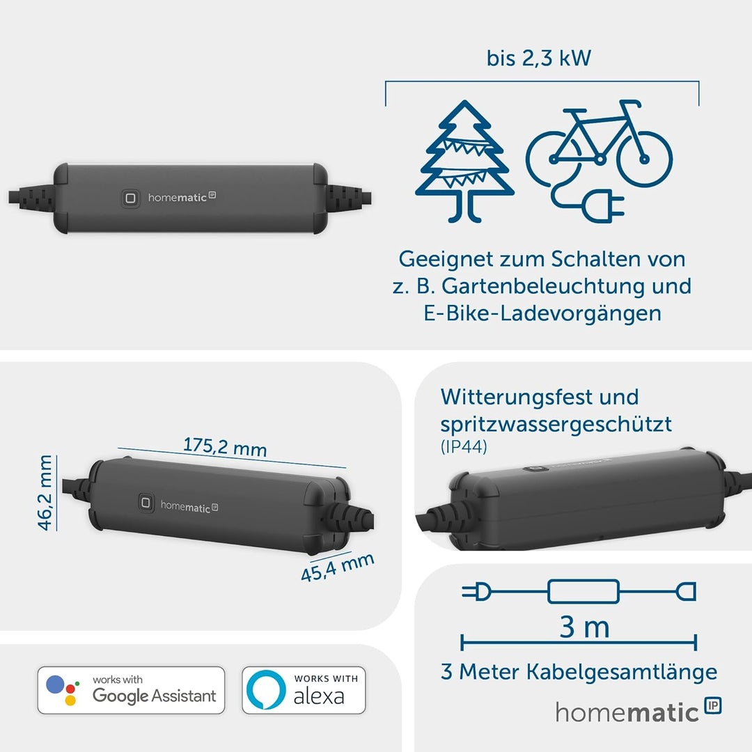 Homematic IP Access Point 2, anthrazit + Schalt-Mess-Kabel – aussen, Smart Home, steuert Gartenlampe