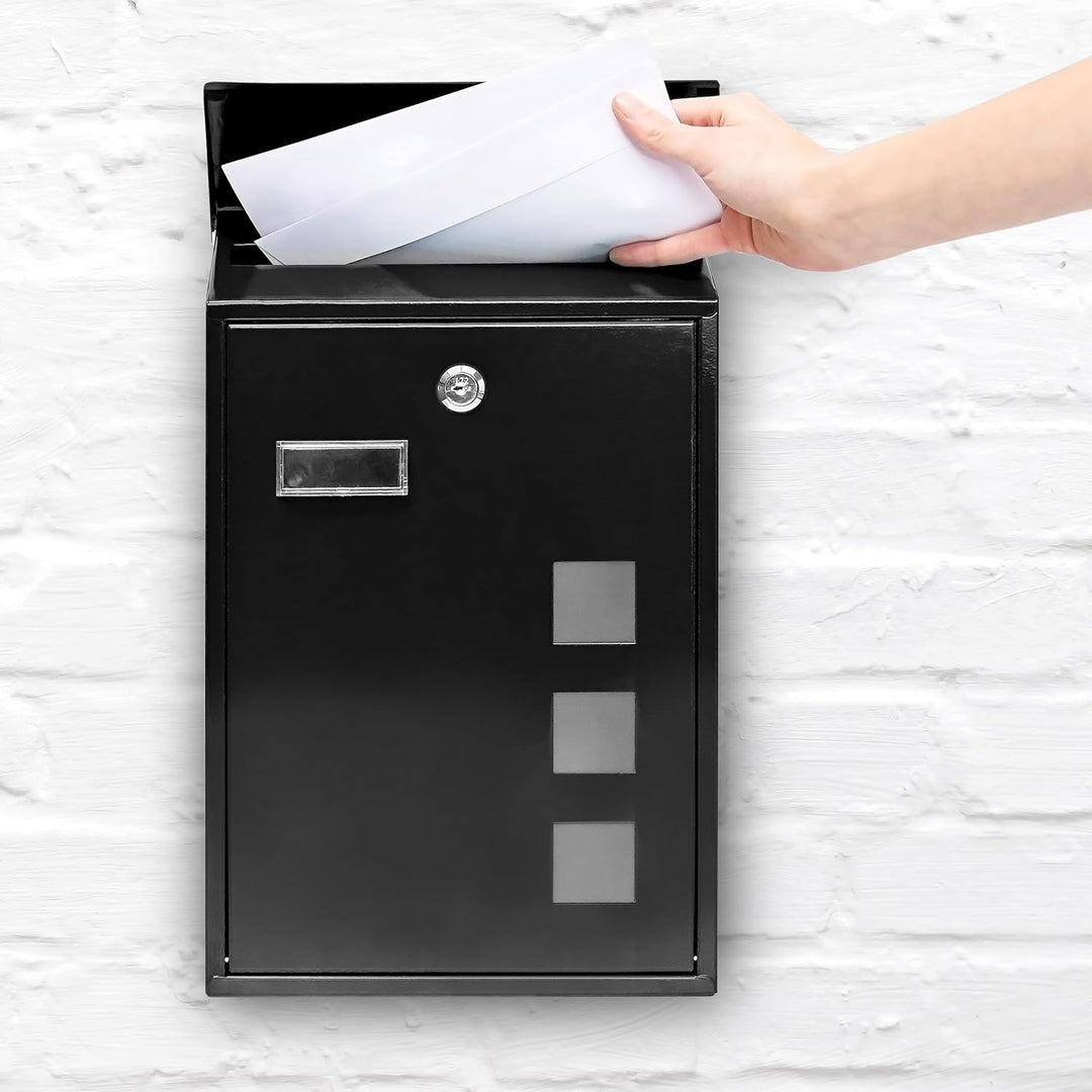Design Briefkasten aus Metall 25x40 cm Schwarz, Schwarz