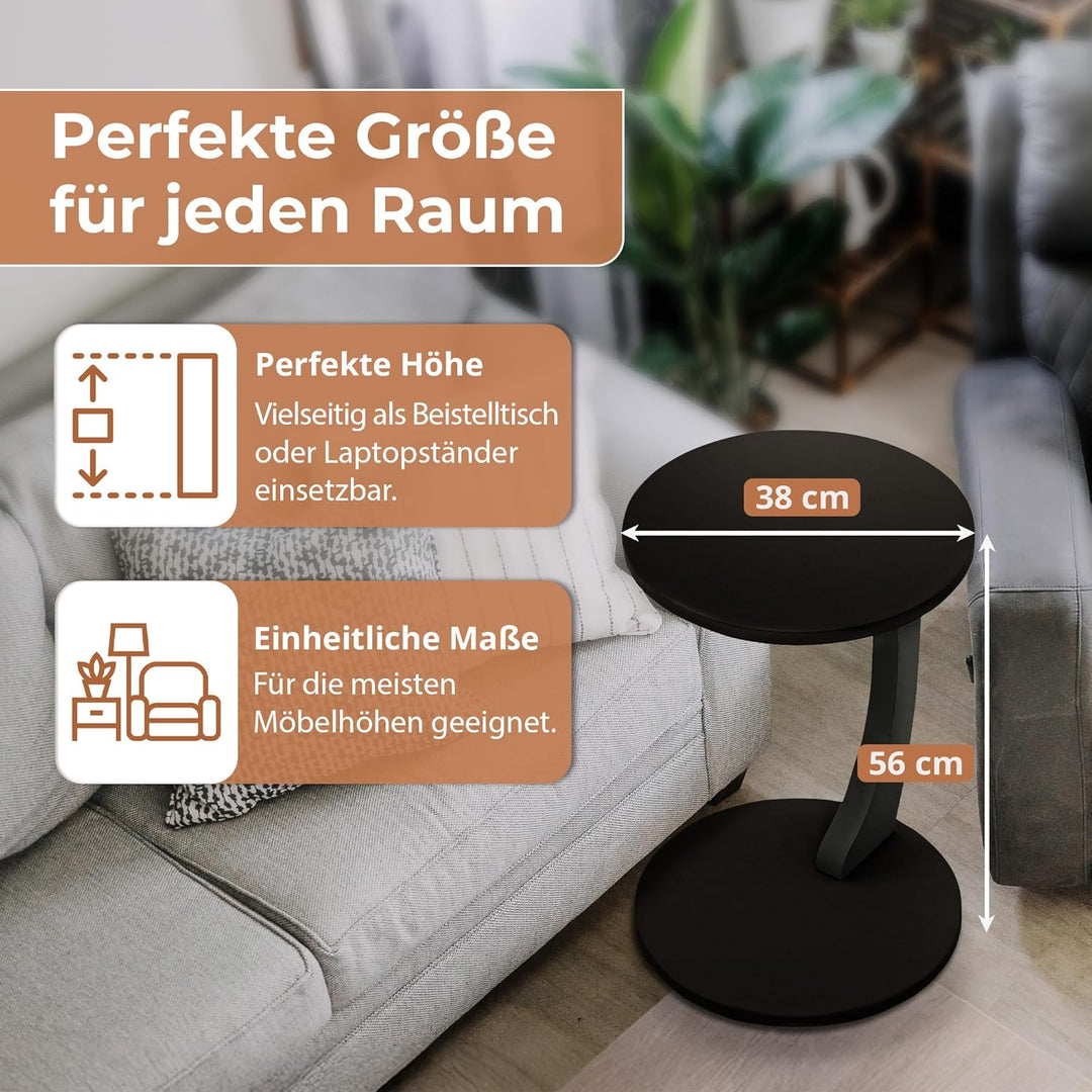 [en.casa] Beistelltisch Holeby Couchtisch Sofatisch auf Rollen Betttisch Laptoptisch C-Form Wohnzimm