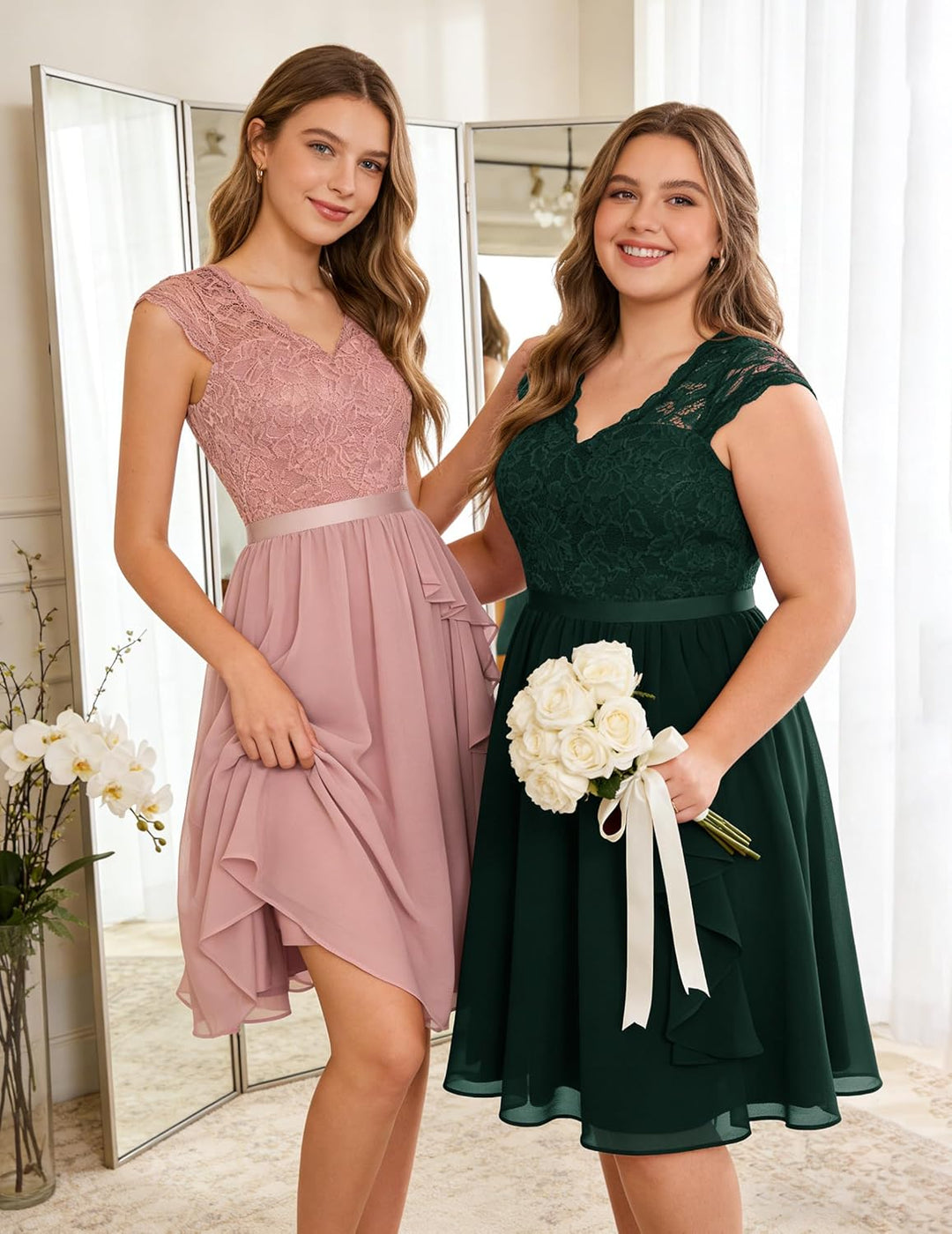 Wedtrend Cocktailkleid Damen Knielang Abendkleid Elegant für Hochzeit Elegant A Linie Rüschenkleid D