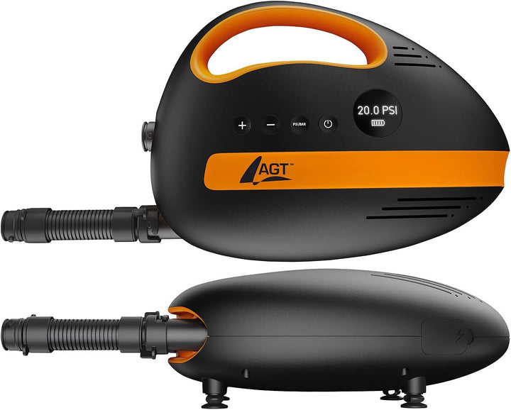 AGT SUP Pumpe: Akku-Luftpumpe für SUP-Boards, 350 l/Min., 3x4.000mAh mAh, USB, 12 V (Luft-Pumpe, SUP