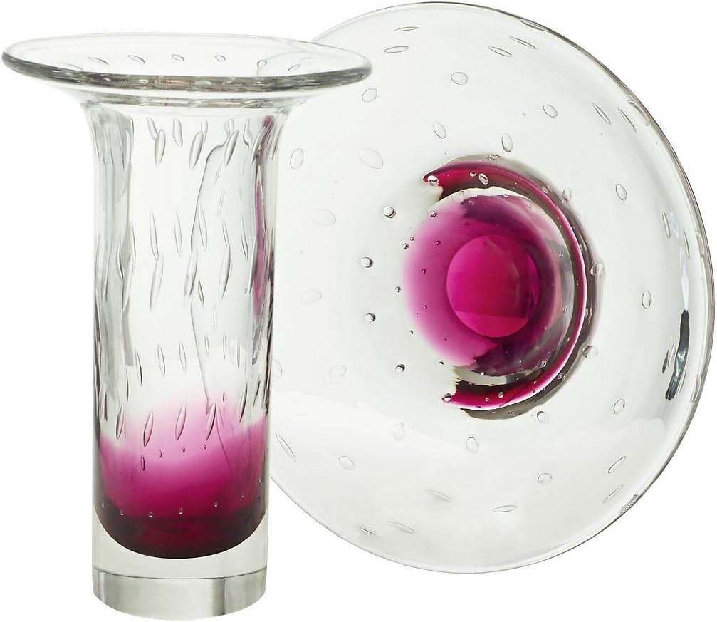 CRISTALICA Glasschale Dekoschale Obstschale Glas Transparent Rot Rubin 32 cm mundgeblasen