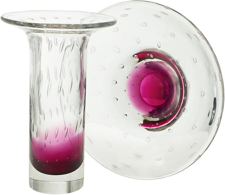CRISTALICA Glasschale Dekoschale Obstschale Glas Transparent Rot Rubin 32 cm mundgeblasen