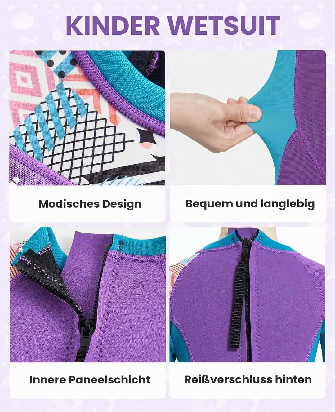 Gogokids Kinder Neoprenanzüge Thermische Bademode, Mädchen Einteiler Badeanzüge 2.5mm Neopren Tauche