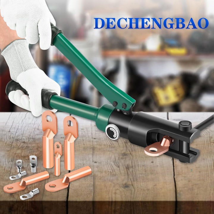 Hydraulische Kabelschuh-Crimpzange 10–120 mm², Werkzeugsatz für elektrische Anschlusskabel mit 8 Mat