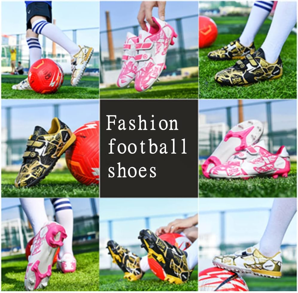 Agnueuty Fussballschuhe mit Stollen für Jungen Mädchen Athletics Football Schuhe Laceless Leichtathl
