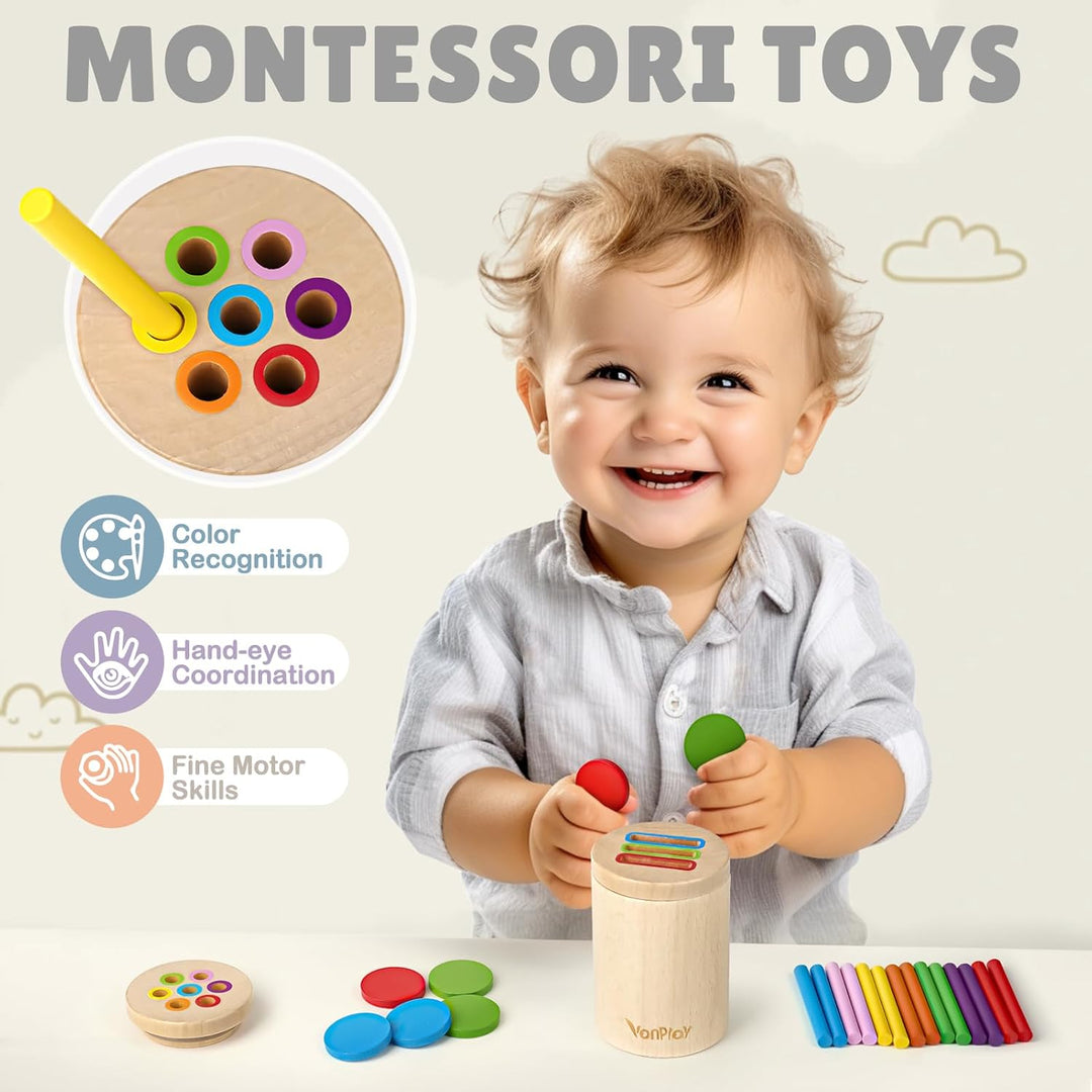 Vanplay Montessori Spielzeug ab 2 Jahr, Sortierspiel Holzspielzeug Baby Spielzeug ab 2 Jahre Motorik