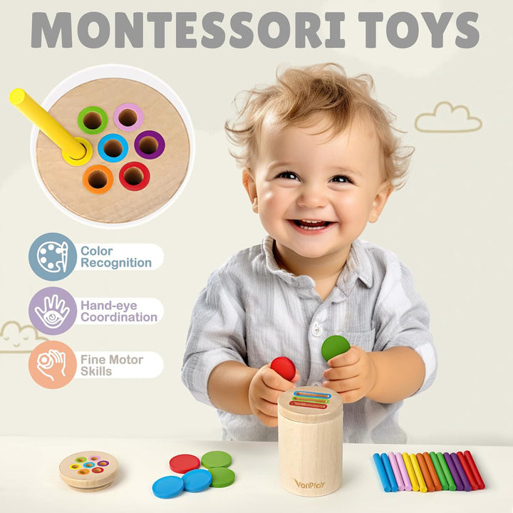 Vanplay Montessori Spielzeug ab 2 Jahr, Sortierspiel Holzspielzeug Baby Spielzeug ab 2 Jahre Motorik