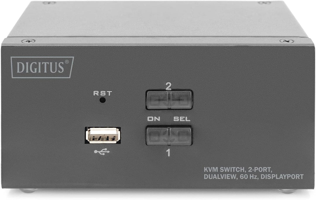 DIGITUS KVM-Switch 2-Port 4K DP Dual Display Switch 2 Computer – Dual-Monitor Input: DisplayPort, 2