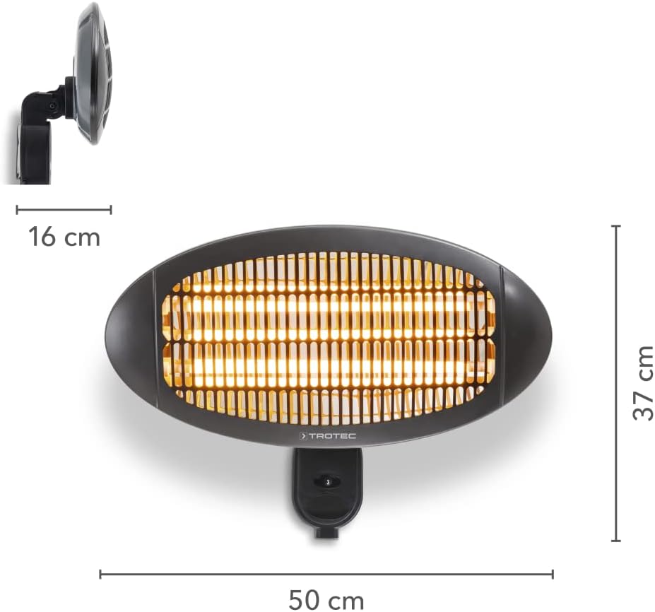 TROTEC Terassenheizstrahler Infrarot IR 2000 S – Heizleistung 650 W / 1300 W / 2000 W – Standgerät,