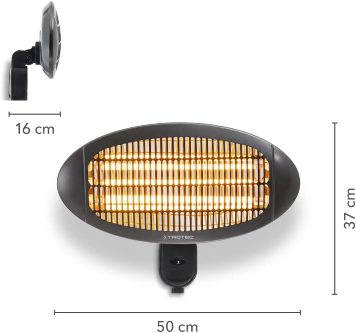 TROTEC Terassenheizstrahler Infrarot IR 2000 S – Heizleistung 650 W / 1300 W / 2000 W – Standgerät,
