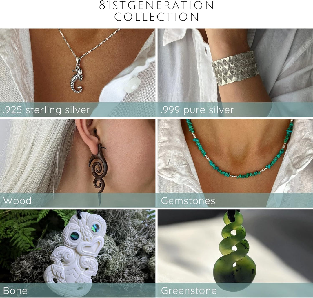 81stgeneration Anhänger Halskette Walfischschwanz Handgeschnitzte Nephrit-Jade für Damen und Herren