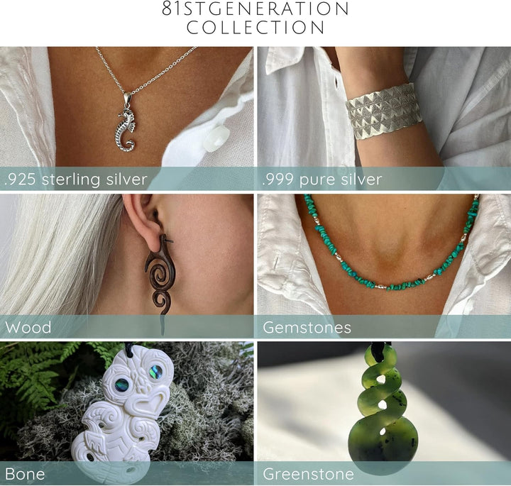 81stgeneration Damen Herren Geschnitzte Knochen Wellen Maori HEI Matau Angelhaken Anhänger Halskette