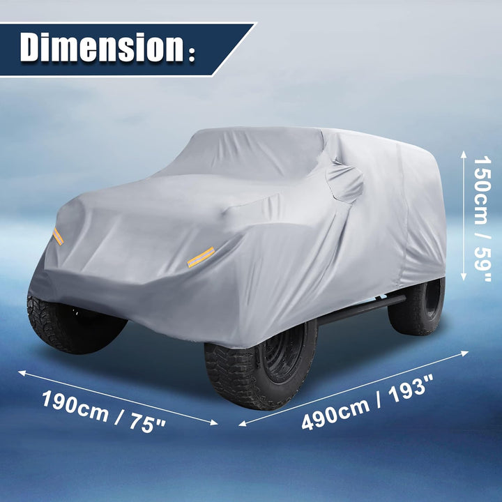 X AUTOHAUX SUV Auto Abdeckung für Jeep Wrangler JK JL 4 Türer 2007-2021 Wasserdicht Grau, Grau