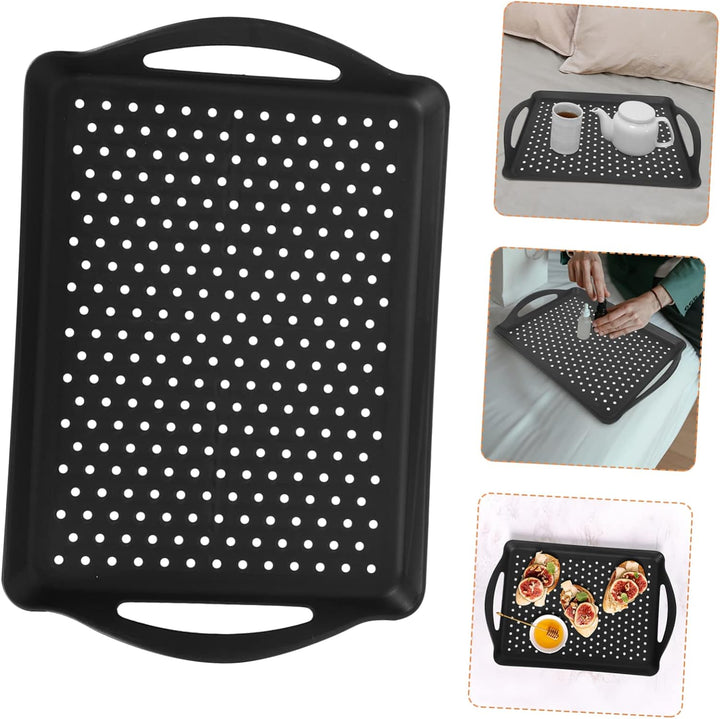 Ciieeo Rechteckiges Kunststoff Serviertablett Mit Polka Dot Muster Rutschfestes Anti Rutsch Tablett
