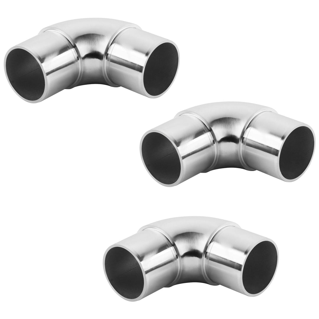 3 x Handlauf Rohrbogen 90° für Rohrdurchmesser 33,7 mm Edelstahl Rundbogen Geländer Steckfitting Eck